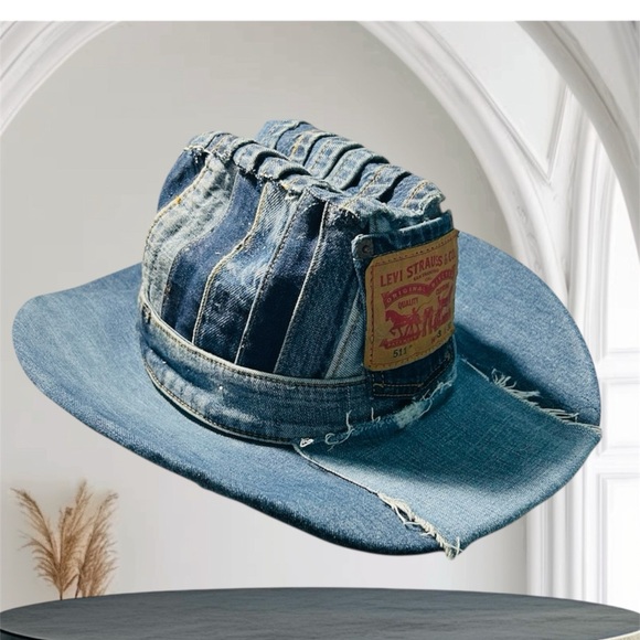 Denim Patchwork Bucket Hat - Blue - Picture 4 of 7